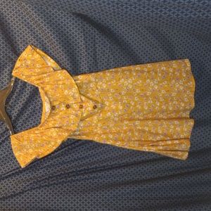 Speechless Yellow Floral Off the Shoulder Mini Dress